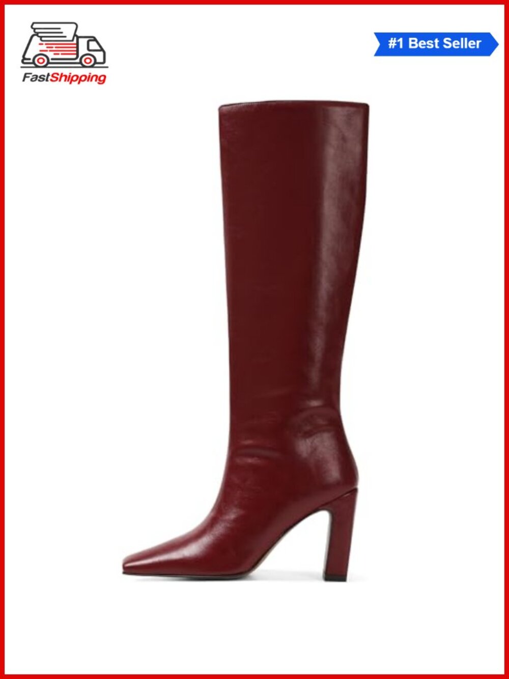 ✨ Lovee Cosee Knee High Boots Square Toe Chunky Heel Faux Leather Tall Boots